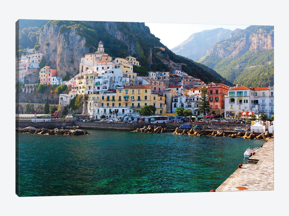 View Of Amalfi Town From The Harbor Pier, Campania, Italy by George Oze 1-piece Canvas Artwork