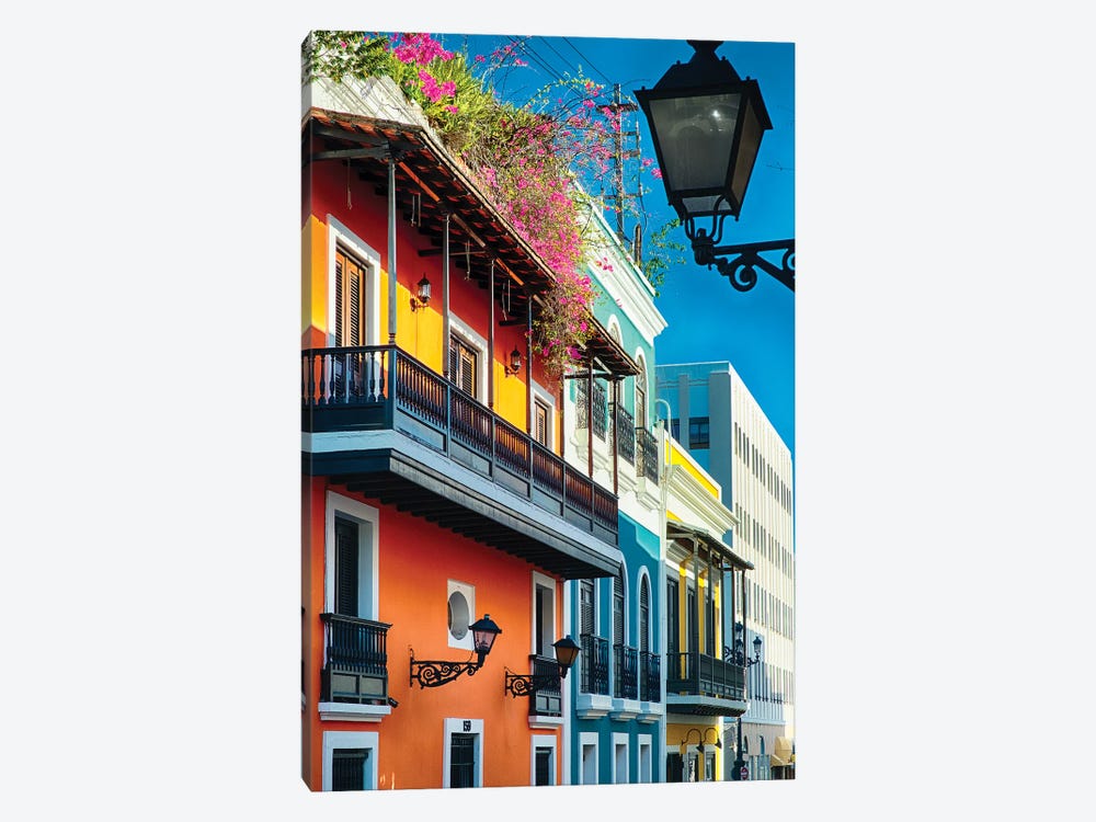 Colorful Spanish Colonial Houses, San Juan, Puerto Rico by George Oze 1-piece Art Print