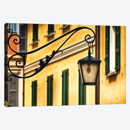 Antique Street Lamp In Bellagio Canvas Print #GOZ601} by George Oze Art Print