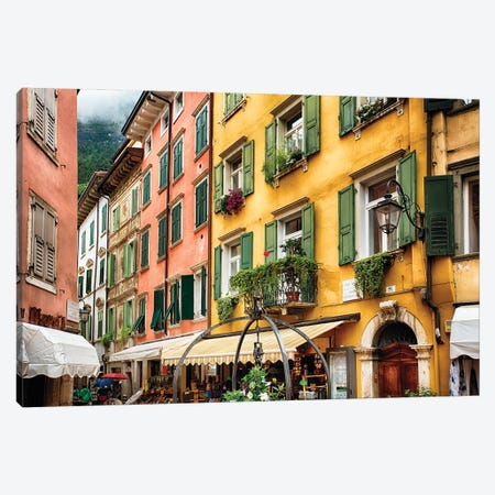 Street Scene In Riva Del Garda Canvas Print #GOZ602} by George Oze Canvas Art Print