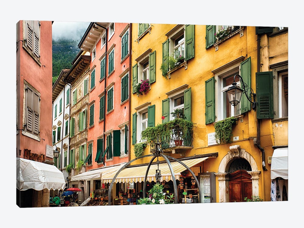 Street Scene In Riva Del Garda by George Oze 1-piece Canvas Print