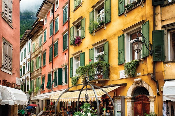George Oze: Street Scene In Riva Del Garda by George Oze