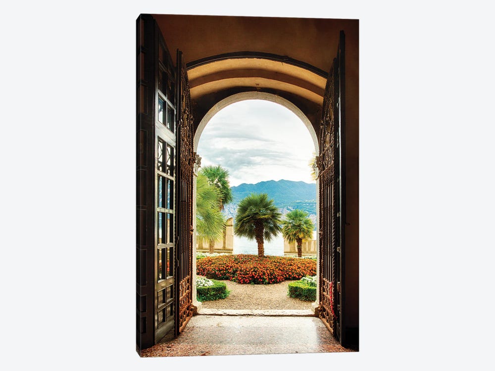 Garden View Through A Villa Door, Lake Garda, Italy by George Oze 1-piece Canvas Print