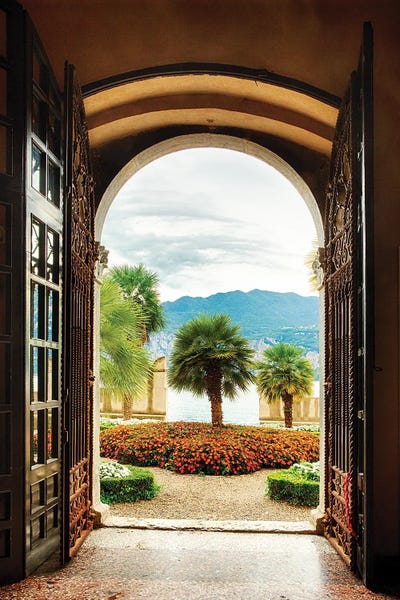 Windows: Garden View Through A Villa Door, Lake Garda, Italy by George Oze