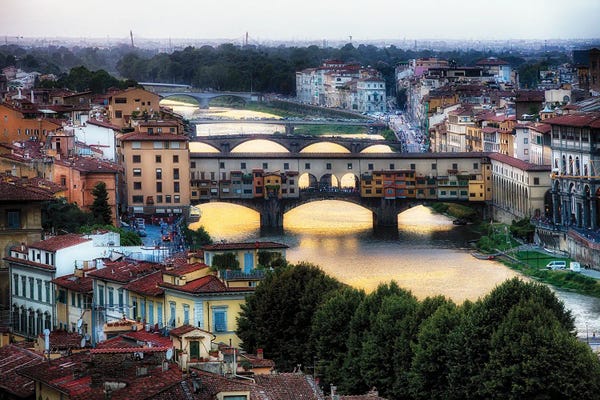 George Oze: Bridges Over The Arno River, Florence, Tuscany, Italy by George Oze