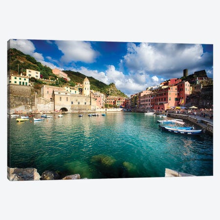 Vernazza  Harbor, Cinque Terre, Liguria, Italy Canvas Print #GOZ610} by George Oze Canvas Wall Art