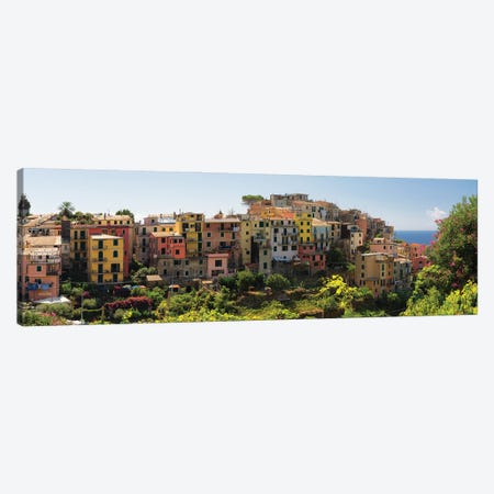 Panoramic View Of A  Coastal Towm, Corniglia, Cinque Terre, Liguria, Italy Canvas Print #GOZ611} by George Oze Canvas Wall Art