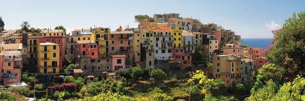George Oze: Panoramic View Of A  Coastal Towm, Corniglia, Cinque Terre, Liguria, Italy by George Oze