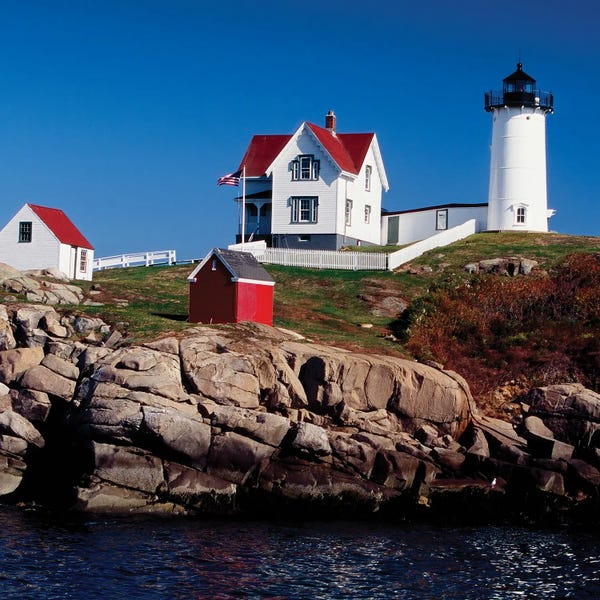 Maine: View Of The Cape Neddick Lighthouse, York, Maine, USA by George Oze