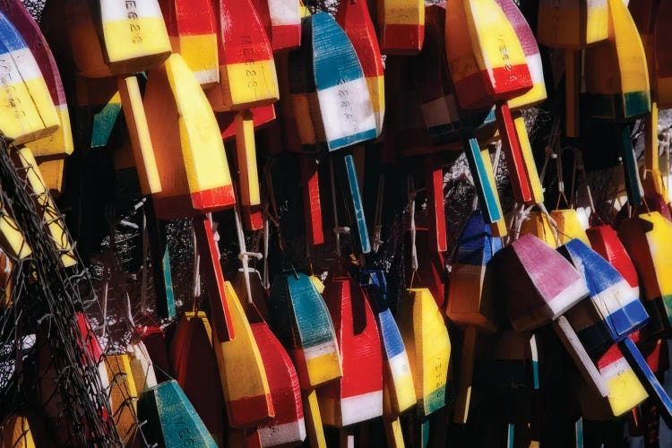 Colorful Lobster Buoys Display In Maine