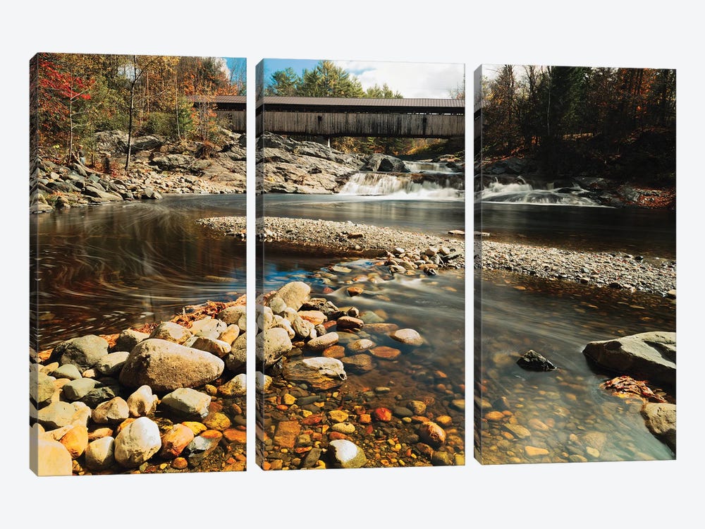 Swiftwater Covered Bridge, New Hampshire by George Oze 3-piece Canvas Art Print