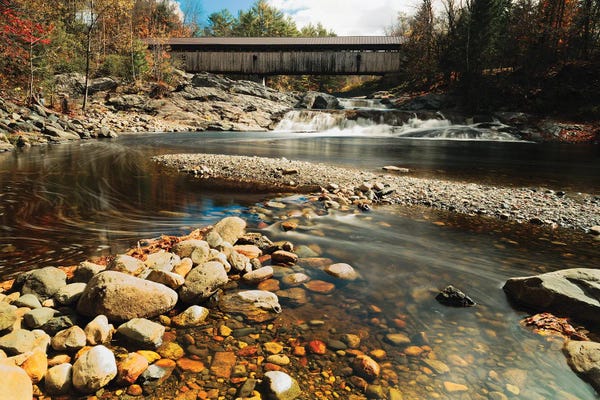Rivers, Creeks & Streams: Swiftwater Covered Bridge, New Hampshire by George Oze