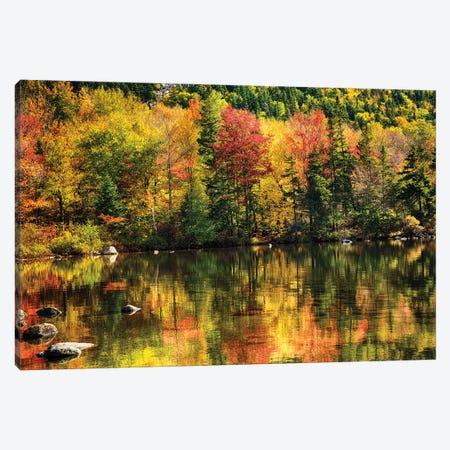 Colorful Foliage Reflection In A Tranquil Lake Canvas Print #GOZ625} by George Oze Canvas Art