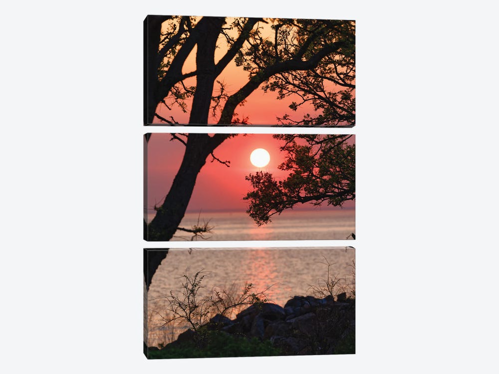 Sunset Over Lower New York Bay, Sandy Hook, New Jersey, USA by George Oze 3-piece Canvas Art Print
