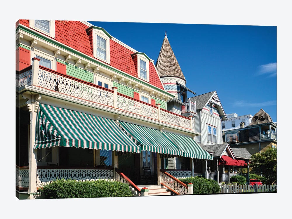 Victorian Style Houses On Ocean Street, Cape May, New Jersey by George Oze 1-piece Canvas Print