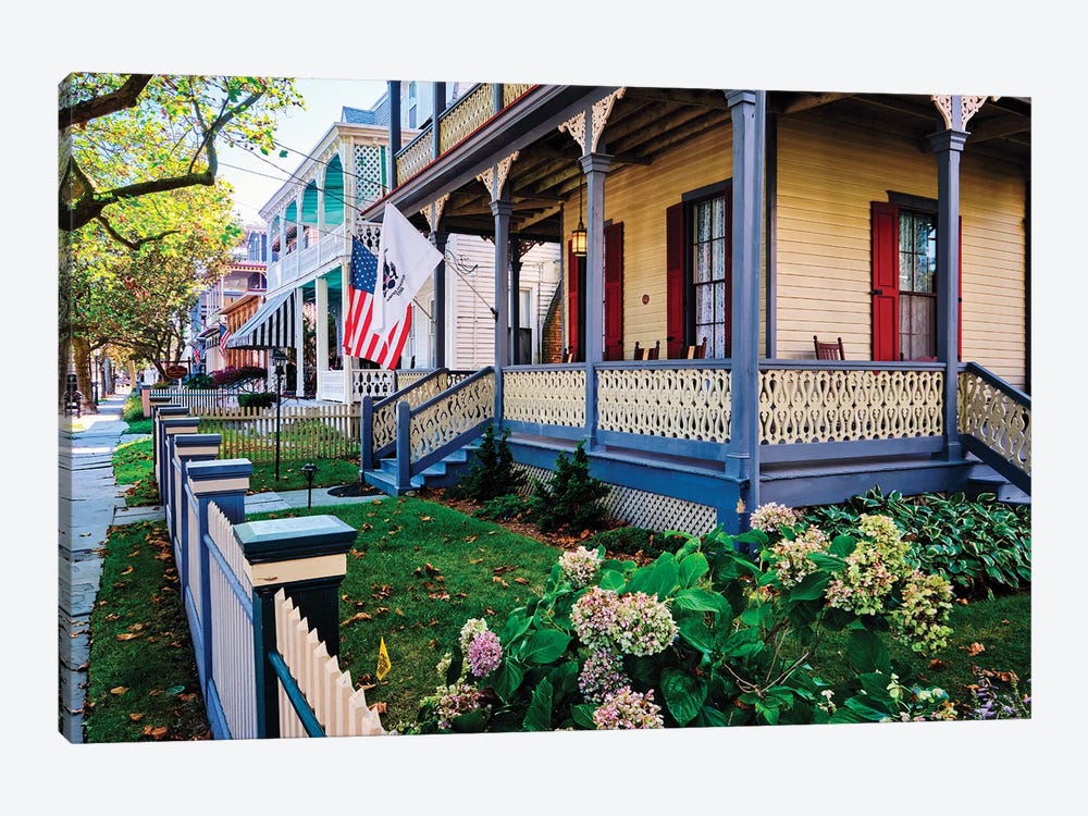 Street With Victorian Style Houses  Cape May, New Jersey by George Oze 1-piece Canvas Wall Art