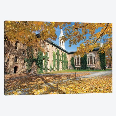 Nassau Hall With Fall Foliage, Princeton University, New Jersey Canvas Print #GOZ637} by George Oze Art Print