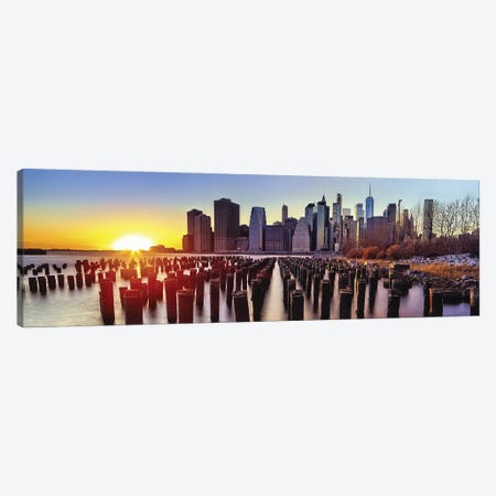 Lower Manhattan Sunset Viewed From Brooklyn, New York City Canvas Print #GOZ638} by George Oze Canvas Wall Art