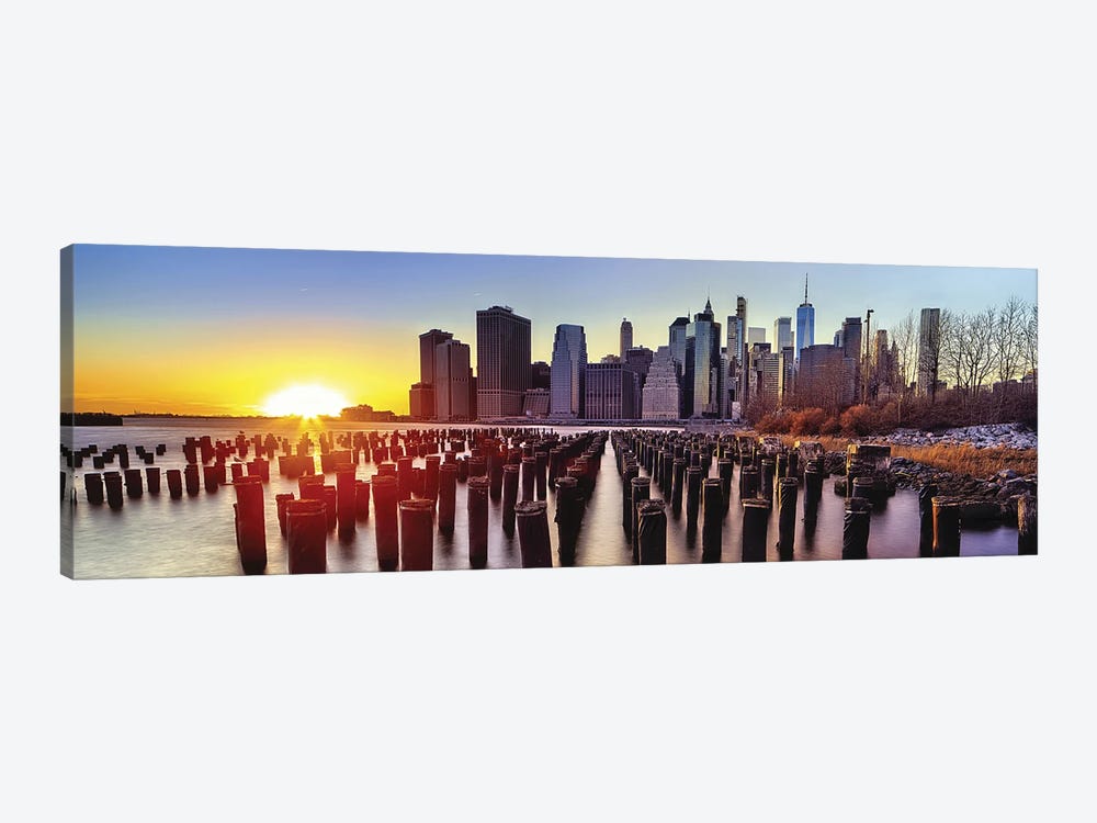 Lower Manhattan Sunset Viewed From Brooklyn, New York City by George Oze 1-piece Canvas Wall Art