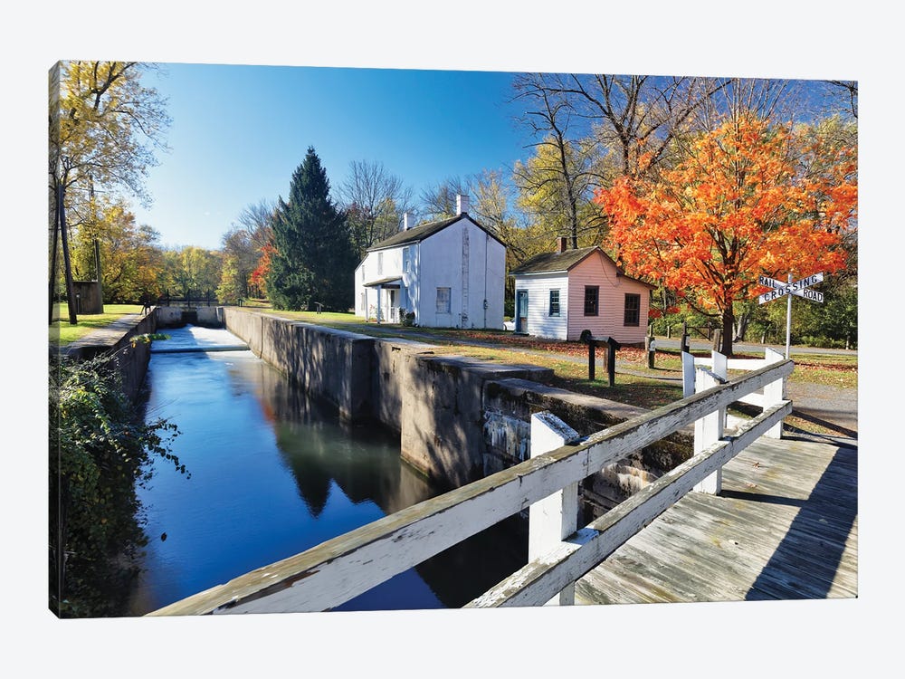 Locks And Tender House On The D And R Canal by George Oze 1-piece Canvas Art Print