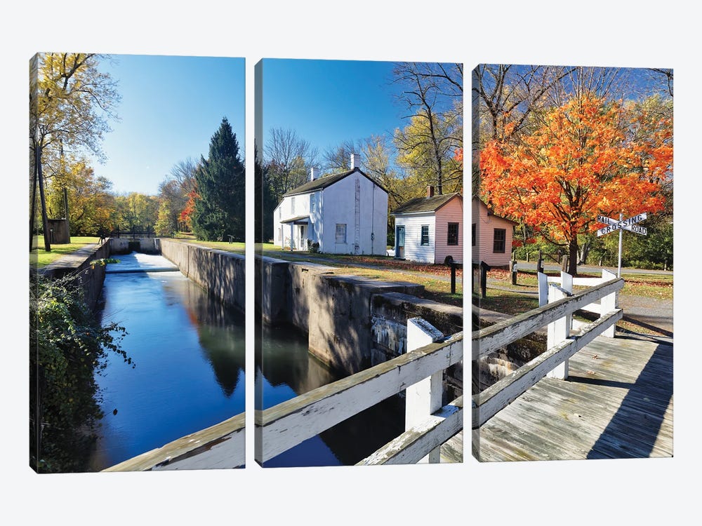 Locks And Tender House On The D And R Canal by George Oze 3-piece Art Print