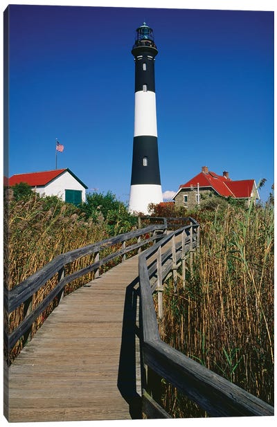 Walkway Leading To The Fire Island Lighthouse, New York State Canvas Art Print - Lighthouse Art