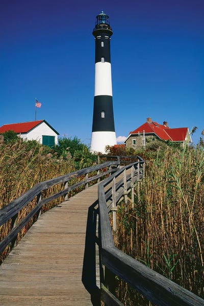 Lighthouses: Walkway Leading To The Fire Island Lighthouse, New York State by George Oze