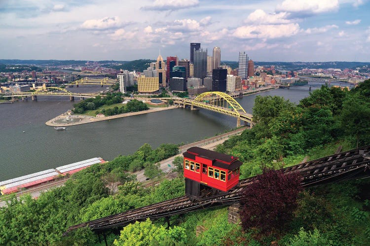 Red Railway Car On The Duquesne Incline, Pittsburgh, Pennsylvania by George Oze wall art
