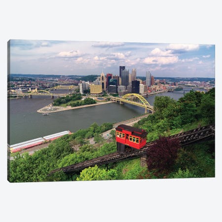 Red Railway Car On The Duquesne Incline, Pittsburgh, Pennsylvania Canvas Print #GOZ647} by George Oze Canvas Art