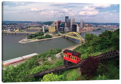 Red Railway Car On The Duquesne Incline, Pittsburgh, Pennsylvania Canvas Art Print - George Oze