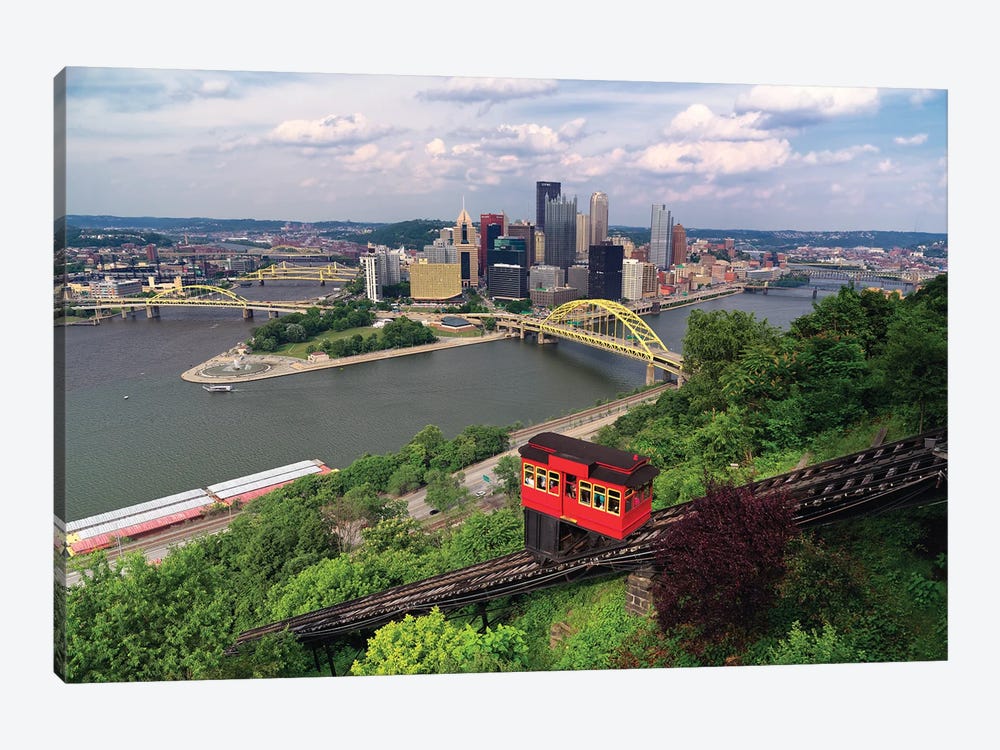 Red Railway Car On The Duquesne Incline, Pittsburgh, Pennsylvania by George Oze 1-piece Canvas Artwork