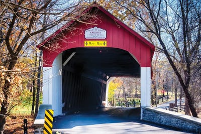 Knechts Covered Bridge Fall Scenic, Bucks County, Pennsylvania, USA by George Oze art print