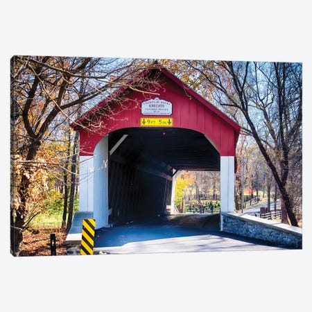 Knechts Covered Bridge Fall Scenic, Bucks County, Pennsylvania, USA Canvas Print #GOZ649} by George Oze Art Print