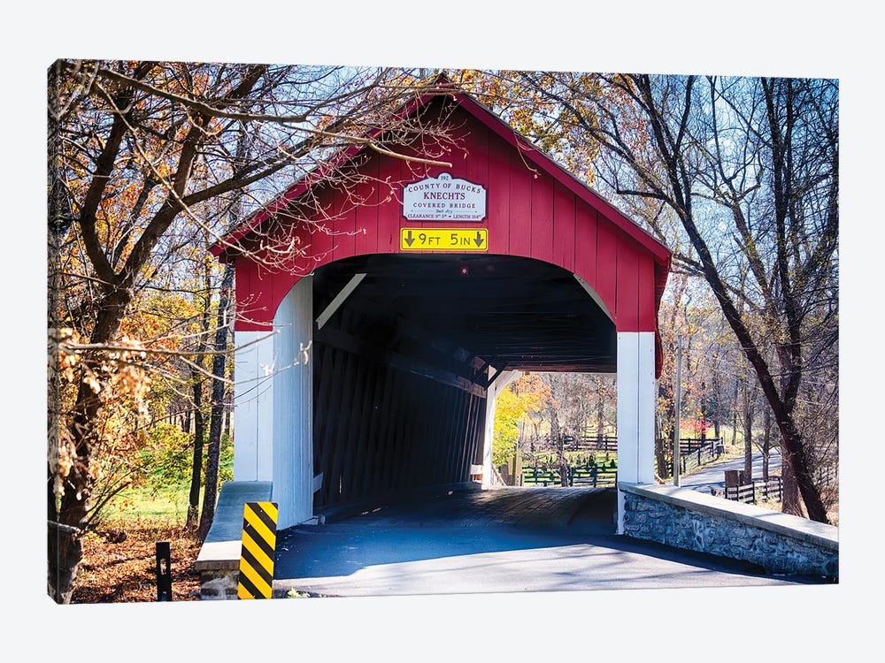 Knechts Covered Bridge Fall Scenic, Bucks County, Pennsylvania, USA by George Oze 1-piece Canvas Artwork