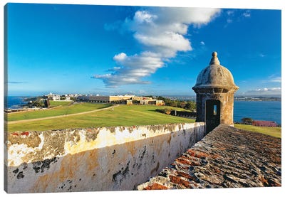 High Angle View Of Old San Juan From The El Morro Fort, Puerto Rico Canvas Art Print - San Juan