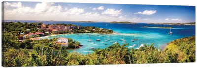 Panoramic View Of Cruz Bay Harbor, St John, USVI Canvas Art Print - Caribbean Art