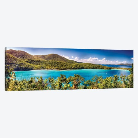 Hawknest Bay Panorama, St John, US Virgin Islands Canvas Print #GOZ656} by George Oze Canvas Print