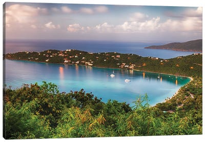 Magens Bay After Sunset Panorama, St Thomas USVI Canvas Art Print - Caribbean Art