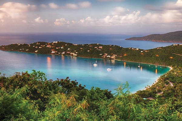 US Virgin Islands: Magens Bay After Sunset Panorama, St Thomas USVI by George Oze