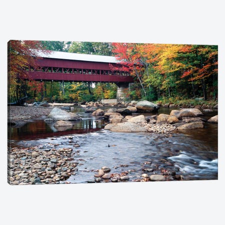 Covered Bridge over the Saco River, Conway, New Hampshire Canvas Print #GOZ65} by George Oze Canvas Art