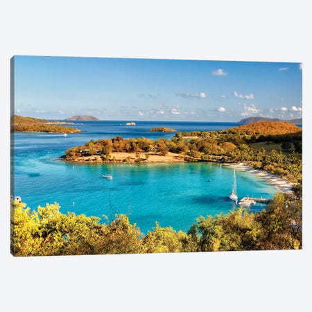 High Angle Panoramic View Of Caneel Bay, St John, US Virgin Islands Canvas Print #GOZ660} by George Oze Art Print