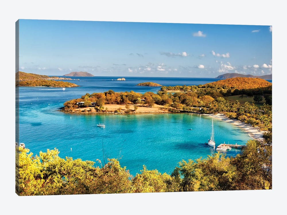 High Angle Panoramic View Of Caneel Bay, St John, US Virgin Islands by George Oze 1-piece Canvas Print