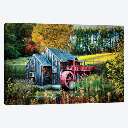 Little Grist Mill In Autumn Colors, Vermont Canvas Print #GOZ661} by George Oze Canvas Art Print