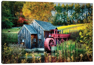 Little Grist Mill In Autumn Colors, Vermont Canvas Art Print - George Oze