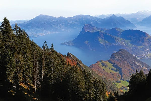 Switzerland: High Angle View Of Lake Luzerne, Alpnachstad, Obwalden, Switzerland by George Oze