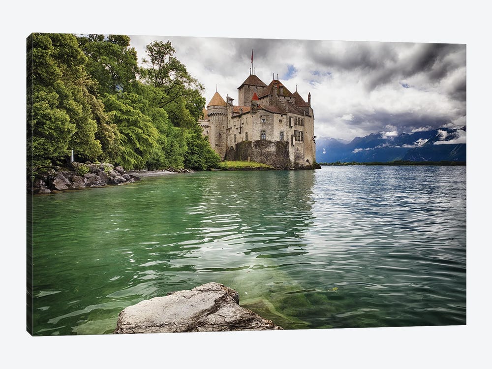 Castle On The Lake Geneva, Switzerland by George Oze 1-piece Canvas Wall Art