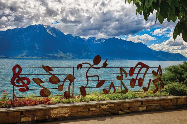 Geneva: Lake Geneva Shoreline At Montreux, Switzerland by George Oze
