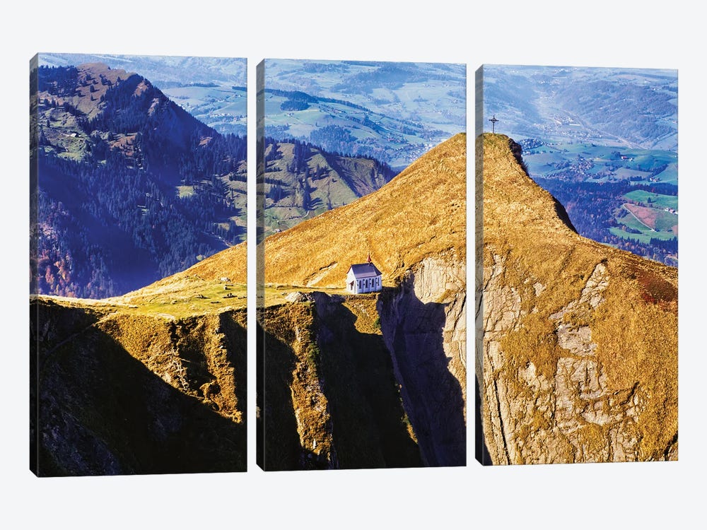 Little Chapel On The Mountain, Mt Pilatus, Nidwalden, Switzerland by George Oze 3-piece Canvas Art