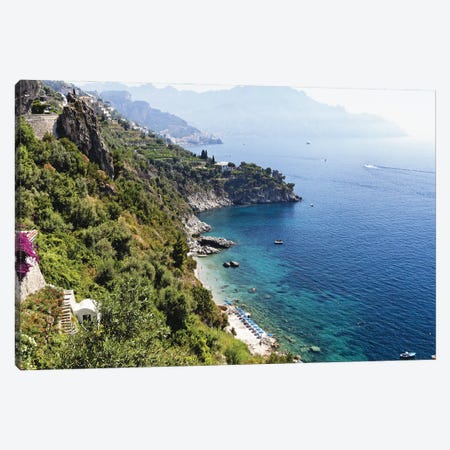 High Angle View Of A Beach At The Amalfi Coast, Conca Dei Marini, Campania, Italy Canvas Print #GOZ690} by George Oze Canvas Wall Art