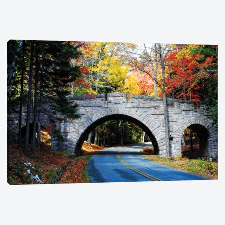 Stone Bridge Over A Carriage Road, In Acadia Canvas Print #GOZ696} by George Oze Canvas Art Print